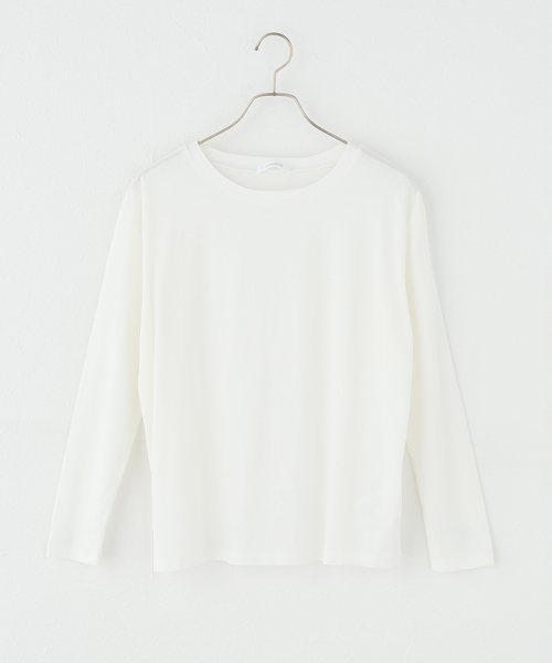 B.C STOCK(ベーセーストック)の「手洗い可 / コットンカシミヤ天竺ロンTEE(Tシャツ/カットソー・レディース・ホワイト/ブラック/チャコールグレー・FREE)」の18枚目の写真