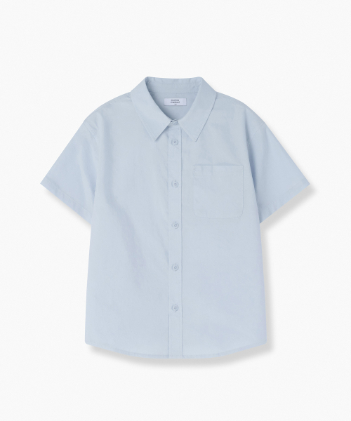 MUSINSA STANDARD KIDS（ムシンサスタンダードキッズ）の「リラックスドソフトポプリン半袖シャツ[スカイブルー]（シャツ/ブラウス・レディース・その他・110/150/160/100/140/120/130）」の2枚目の写真