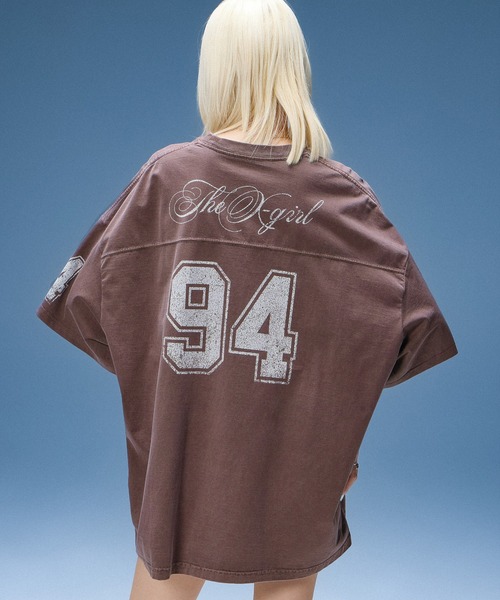 X-girl(エックスガール)の「FADED NUMBER S/S BIG TEE DRESS(ワンピース・レディース・ブラック/ブラウン/ブルー・S/M)」の14枚目の写真