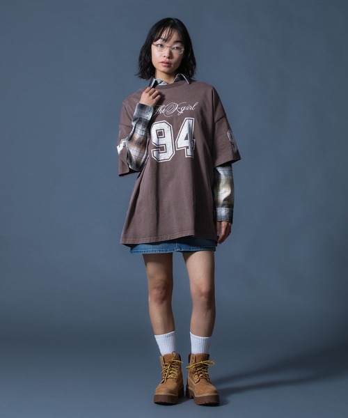 X-girl(エックスガール)の「FADED NUMBER S/S BIG TEE DRESS(ワンピース・レディース・ブラック/ブラウン/ブルー・S/M)」の17枚目の写真
