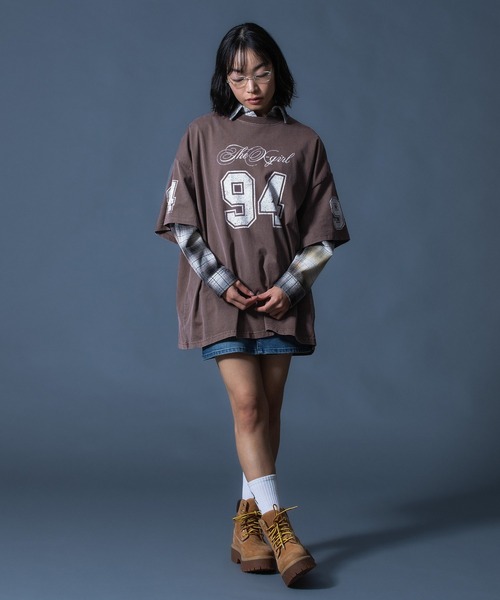 X-girl(エックスガール)の「FADED NUMBER S/S BIG TEE DRESS(ワンピース・レディース・ブラック/ブラウン/ブルー・S/M)」の19枚目の写真