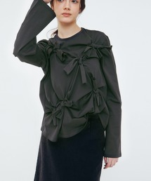 LE CIEL BLEU（ルシェルブルー）の「ボウディテールLS Tシャツ / Bow Detail LS T-Shirt（Tシャツ/カットソー）」
