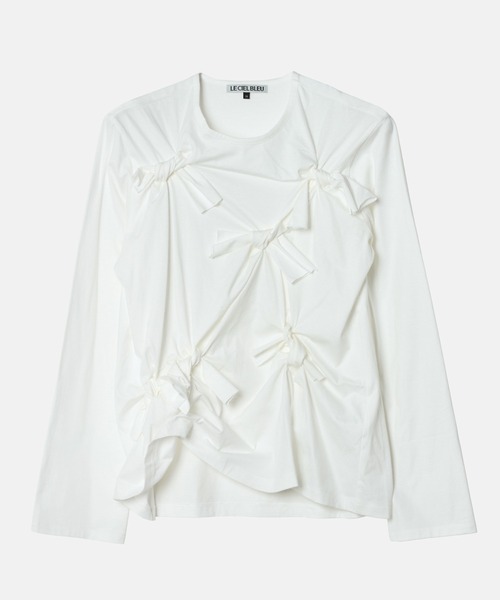LE CIEL BLEU（ルシェルブルー）の「ボウディテールLS Tシャツ / Bow Detail LS T-Shirt（Tシャツ/カットソー・レディース・チャコールグレー/オフホワイト/ブラック・38/36）」の18枚目の写真