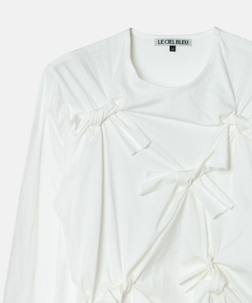 LE CIEL BLEU（ルシェルブルー）の「ボウディテールLS Tシャツ / Bow Detail LS T-Shirt（Tシャツ/カットソー・レディース・チャコールグレー/オフホワイト/ブラック・38/36）」の19枚目の写真
