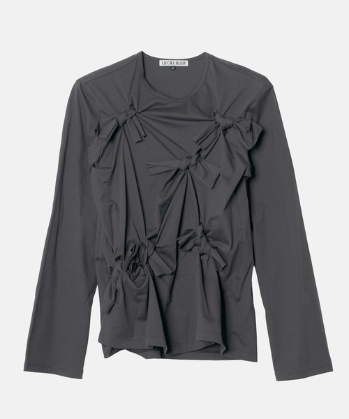 LE CIEL BLEU（ルシェルブルー）の「ボウディテールLS Tシャツ / Bow Detail LS T-Shirt（Tシャツ/カットソー・レディース・チャコールグレー/オフホワイト/ブラック・38/36）」の9枚目の写真