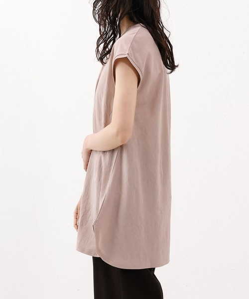 emesuelee(エメスーリー)の「UV遮蔽率90%以上 ナイロン混 接触冷感 フレンチスリーブフレアプルオーバー(Tシャツ/カットソー・レディース・ブルー/ピンク/ブラック/アイボリー・フリー)」の21枚目の写真