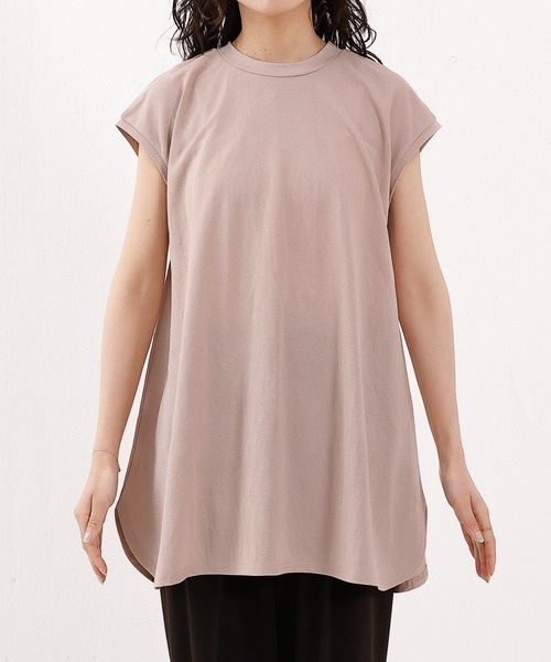 emesuelee(エメスーリー)の「UV遮蔽率90%以上 ナイロン混 接触冷感 フレンチスリーブフレアプルオーバー(Tシャツ/カットソー・レディース・ブルー/ピンク/ブラック/アイボリー・フリー)」の19枚目の写真