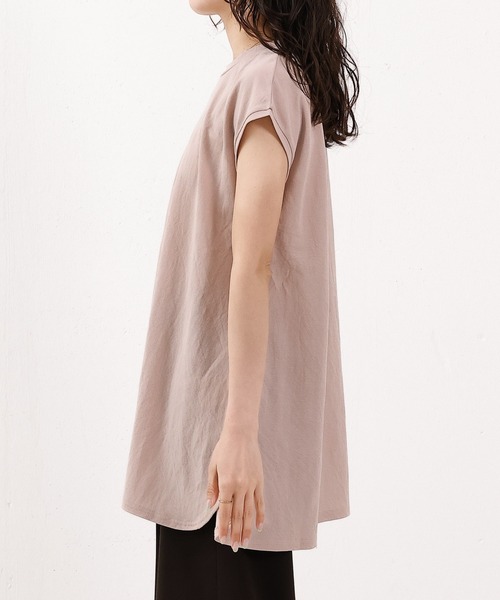 emesuelee(エメスーリー)の「UV遮蔽率90%以上 ナイロン混 接触冷感 フレンチスリーブフレアプルオーバー(Tシャツ/カットソー・レディース・ブルー/ピンク/ブラック/アイボリー・フリー)」の18枚目の写真
