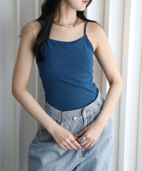 YENNA(イェンナ)の「バンブーカット付キャミ(キャミソール・レディース・グレイッシュベージュ/ブラック/ネイビー/ブラウン/ホワイト・FREE)」の5枚目の写真
