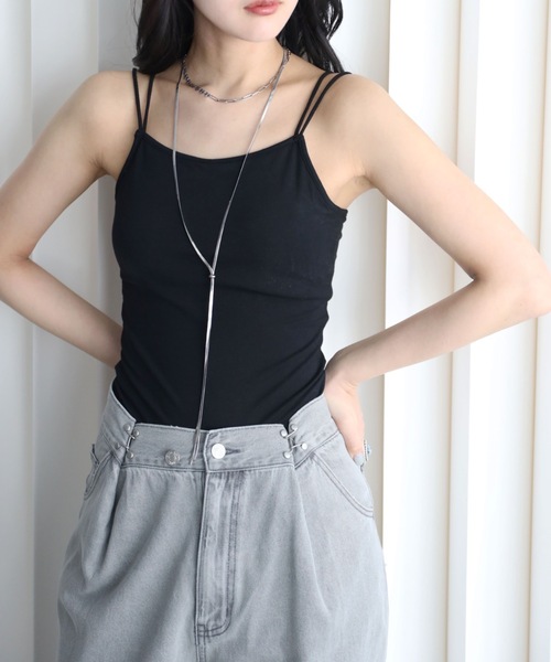 YENNA(イェンナ)の「バンブーカット付キャミ(キャミソール・レディース・グレイッシュベージュ/ブラック/ネイビー/ブラウン/ホワイト・FREE)」の1枚目の写真