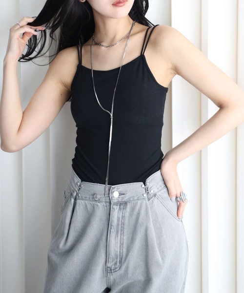 YENNA(イェンナ)の「バンブーカット付キャミ(キャミソール・レディース・グレイッシュベージュ/ブラック/ネイビー/ブラウン/ホワイト・FREE)」の7枚目の写真