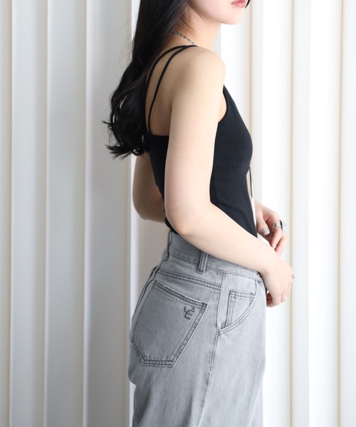 YENNA(イェンナ)の「バンブーカット付キャミ(キャミソール・レディース・グレイッシュベージュ/ブラック/ネイビー/ブラウン/ホワイト・FREE)」の10枚目の写真