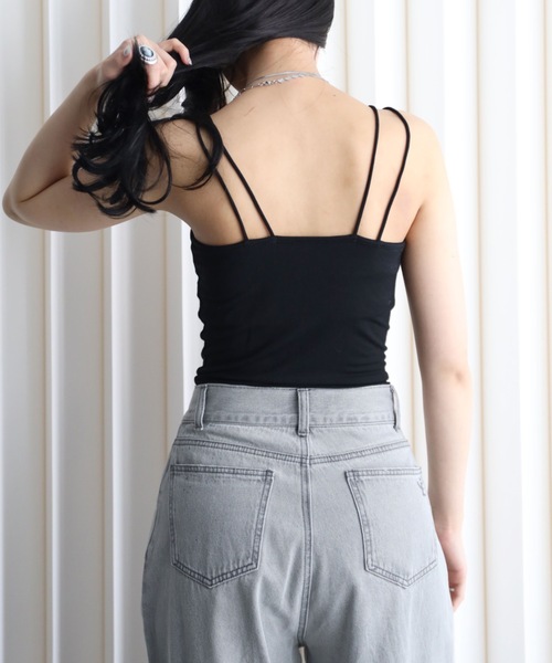 YENNA(イェンナ)の「バンブーカット付キャミ(キャミソール・レディース・グレイッシュベージュ/ブラック/ネイビー/ブラウン/ホワイト・FREE)」の11枚目の写真
