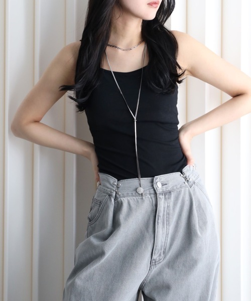 YENNA(イェンナ)の「バンブーカット付キャミ(キャミソール・レディース・グレイッシュベージュ/ブラック/ネイビー/ブラウン/ホワイト・FREE)」の6枚目の写真