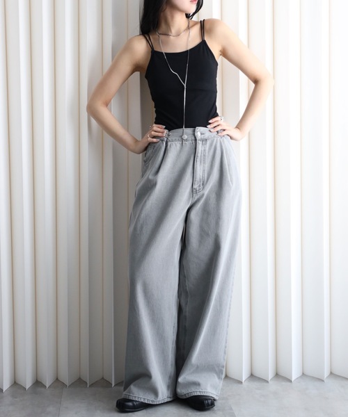 YENNA(イェンナ)の「バンブーカット付キャミ(キャミソール・レディース・グレイッシュベージュ/ブラック/ネイビー/ブラウン/ホワイト・FREE)」の13枚目の写真