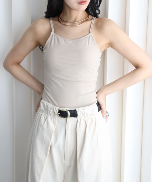 YENNA(イェンナ)の「バンブーカット付キャミ(キャミソール・レディース・グレイッシュベージュ/ブラック/ネイビー/ブラウン/ホワイト・FREE)」の20枚目の写真