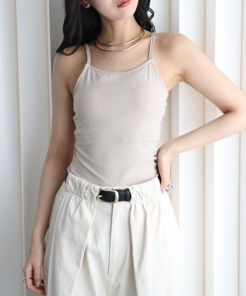 YENNA(イェンナ)の「バンブーカット付キャミ(キャミソール・レディース・グレイッシュベージュ/ブラック/ネイビー/ブラウン/ホワイト・FREE)」の22枚目の写真