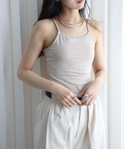 YENNA(イェンナ)の「バンブーカット付キャミ(キャミソール・レディース・グレイッシュベージュ/ブラック/ネイビー/ブラウン/ホワイト・FREE)」の19枚目の写真