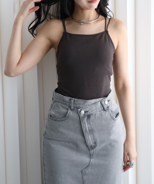 YENNA(イェンナ)の「バンブーカット付キャミ(キャミソール・レディース・グレイッシュベージュ/ブラック/ネイビー/ブラウン/ホワイト・FREE)」の16枚目の写真