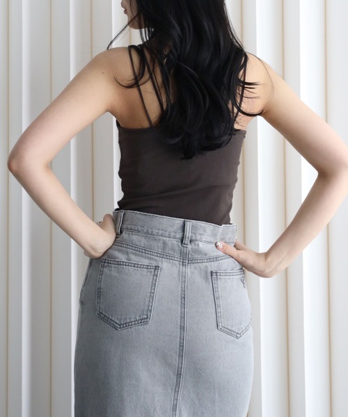 YENNA(イェンナ)の「バンブーカット付キャミ(キャミソール・レディース・グレイッシュベージュ/ブラック/ネイビー/ブラウン/ホワイト・FREE)」の17枚目の写真