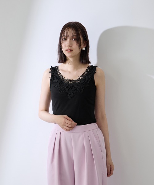 QUEENS COURT(クイーンズコート)の「レースパーツデュアルフェイスタンクトップ(Tシャツ/カットソー・レディース・オフホワイト/ブラック・M)」の9枚目の写真