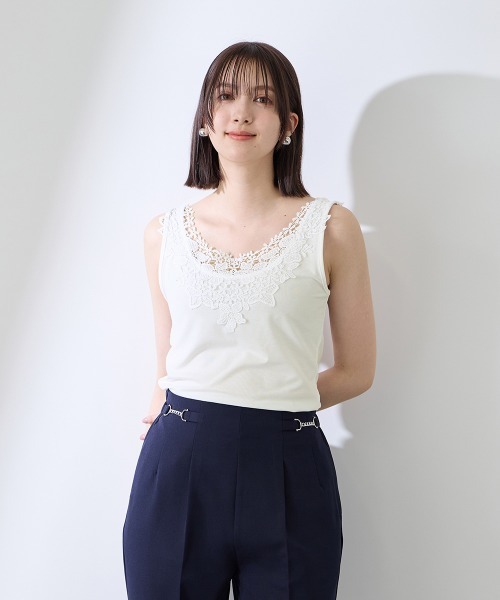 QUEENS COURT(クイーンズコート)の「レースパーツデュアルフェイスタンクトップ(Tシャツ/カットソー・レディース・オフホワイト/ブラック・M)」の16枚目の写真