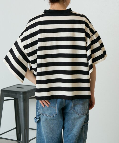 BEARDSLEY（ビアズリー）の「フレアスリーブTee（Tシャツ/カットソー・レディース・グレー/ブラック・FREE）」の3枚目の写真