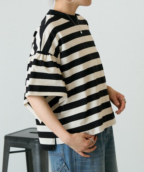 BEARDSLEY（ビアズリー）の「フレアスリーブTee（Tシャツ/カットソー・レディース・グレー/ブラック・FREE）」の4枚目の写真