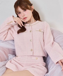 one after another NICE CLAUP（ワンアフターアナザーナイスクラップ）の「チェーン付きツイードジャケット（ノーカラージャケット）」