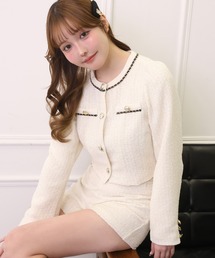 one after another NICE CLAUP（ワンアフターアナザーナイスクラップ）の「チェーン付きツイードジャケット（ノーカラージャケット）」