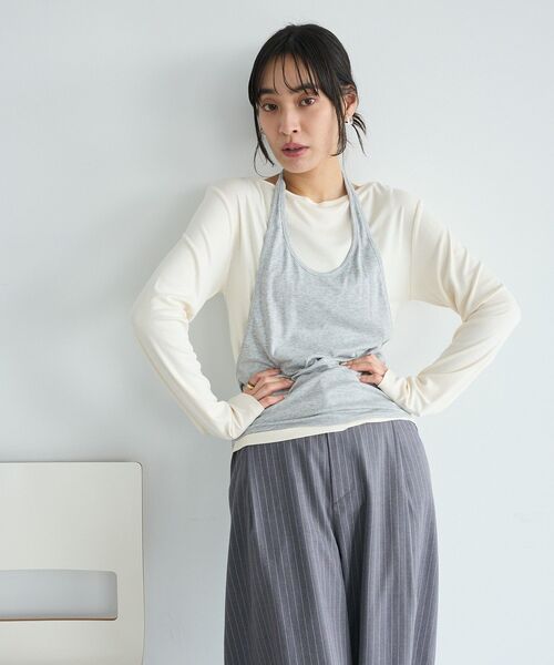 CRAFT STANDARD BOUTIQUE(クラフトスタンダードブティック)の「2点セット/ホルターネック+ロンTee(Tシャツ/カットソー・レディース・ライトピンク/アイボリー・FREE)」の4枚目の写真