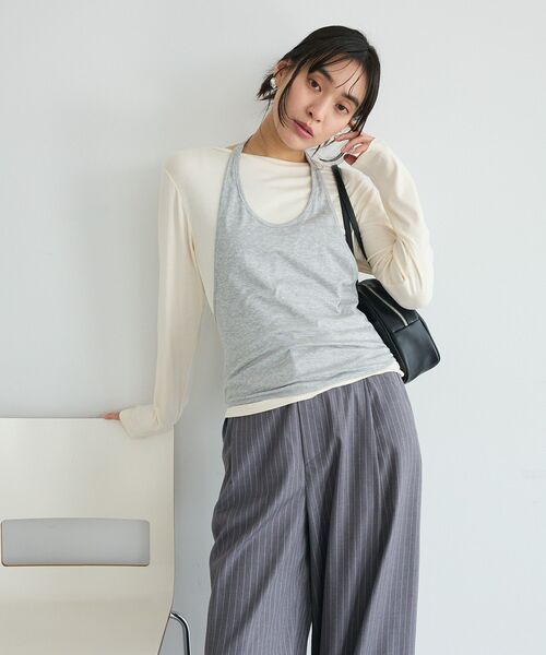 CRAFT STANDARD BOUTIQUE(クラフトスタンダードブティック)の「2点セット/ホルターネック+ロンTee(Tシャツ/カットソー・レディース・ライトピンク/アイボリー・FREE)」の5枚目の写真