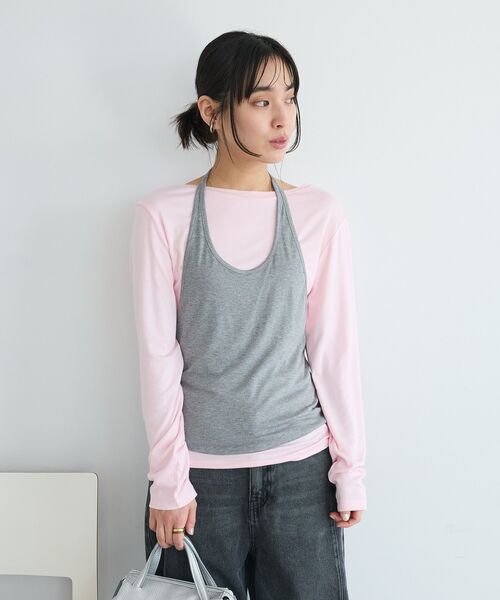 CRAFT STANDARD BOUTIQUE(クラフトスタンダードブティック)の「2点セット/ホルターネック+ロンTee(Tシャツ/カットソー・レディース・ライトピンク/アイボリー・FREE)」の14枚目の写真