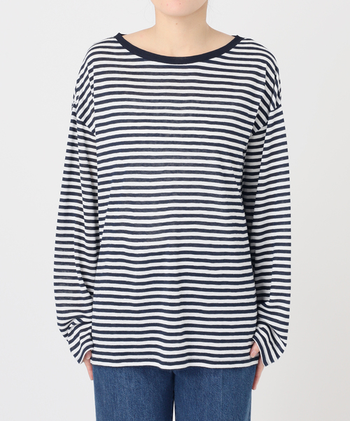 B.C STOCK(ベーセーストック)の「ウォッシャブル / シアーボーダーロンTEE(Tシャツ/カットソー・レディース・ピンク系その他/ネイビー/イエロー・FREE)」の15枚目の写真