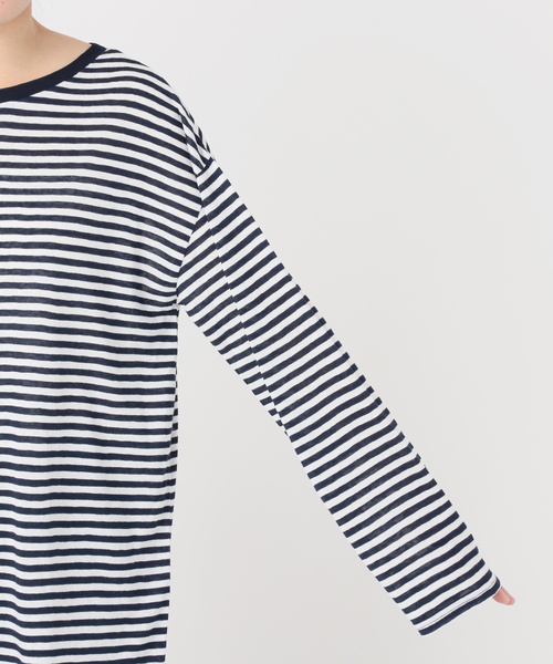 B.C STOCK(ベーセーストック)の「ウォッシャブル / シアーボーダーロンTEE(Tシャツ/カットソー・レディース・ピンク系その他/ネイビー/イエロー・FREE)」の11枚目の写真