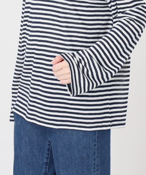 B.C STOCK(ベーセーストック)の「ウォッシャブル / シアーボーダーロンTEE(Tシャツ/カットソー・レディース・ピンク系その他/ネイビー/イエロー・FREE)」の10枚目の写真