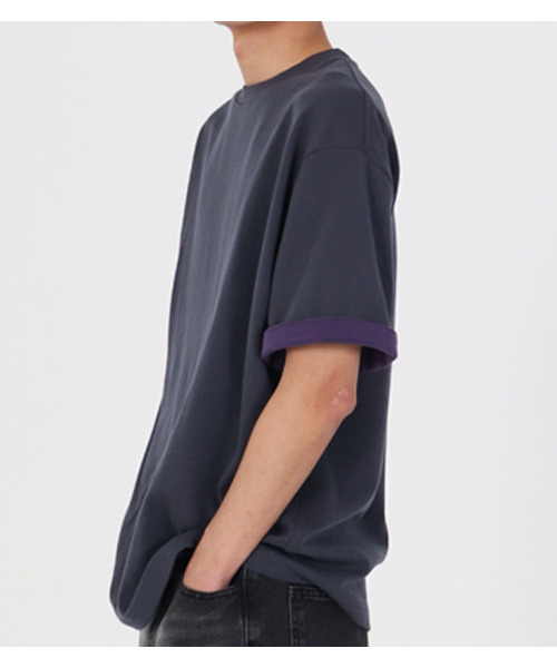 BUTTON SEOUL(ボタンソウル)の「ヒドゥンデュアルレイヤードTシャツ(チャコール)(Tシャツ/カットソー・メンズ・その他・L/XL)」の7枚目の写真