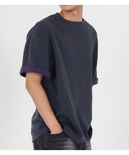 BUTTON SEOUL(ボタンソウル)の「ヒドゥンデュアルレイヤードTシャツ(チャコール)(Tシャツ/カットソー・メンズ・その他・L/XL)」の8枚目の写真
