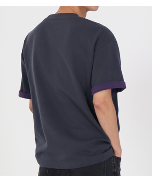 BUTTON SEOUL(ボタンソウル)の「ヒドゥンデュアルレイヤードTシャツ(チャコール)(Tシャツ/カットソー・メンズ・その他・L/XL)」の9枚目の写真