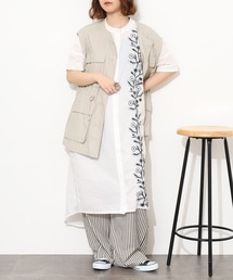 EMAGO 縦花刺繍コクーンワンピース 半端袖