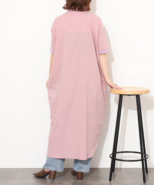 Emago(イマゴ)の「EMAGO 縦花刺繍コクーンワンピース 半端袖(シャツワンピース・レディース・ネイビー/ホワイト/ピンク・FREE)」の17枚目の写真