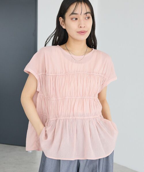 CRAFT STANDARD BOUTIQUE（クラフトスタンダードブティック）の「ヴィンテージボイルギャザーブラウス ◆（シャツ/ブラウス・レディース・ブラック/サックスブルー/レッド/ライトベージュ/ライトピンク・FREE）」の8枚目の写真