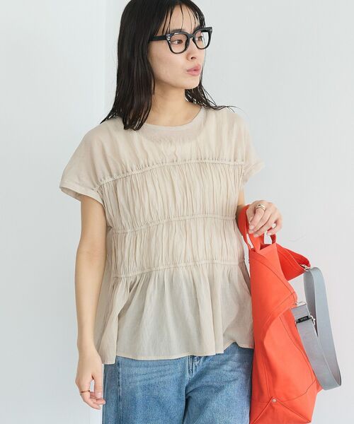 CRAFT STANDARD BOUTIQUE（クラフトスタンダードブティック）の「ヴィンテージボイルギャザーブラウス ◆（シャツ/ブラウス・レディース・ブラック/サックスブルー/レッド/ライトベージュ/ライトピンク・FREE）」の14枚目の写真