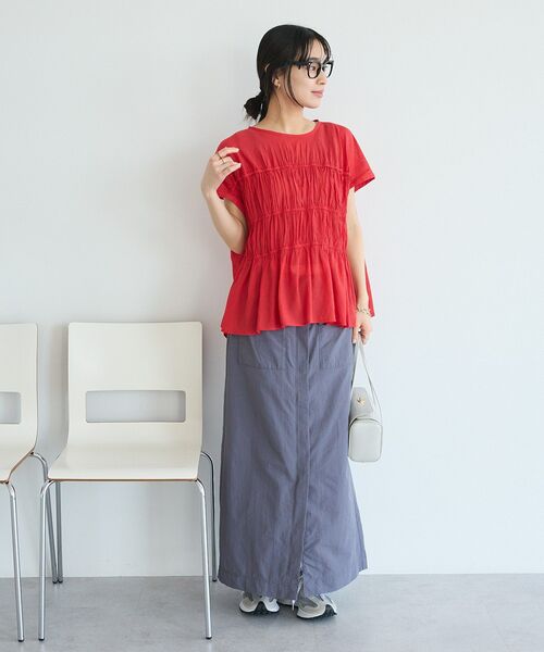 CRAFT STANDARD BOUTIQUE（クラフトスタンダードブティック）の「ヴィンテージボイルギャザーブラウス ◆（シャツ/ブラウス・レディース・ブラック/サックスブルー/レッド/ライトベージュ/ライトピンク・FREE）」の22枚目の写真