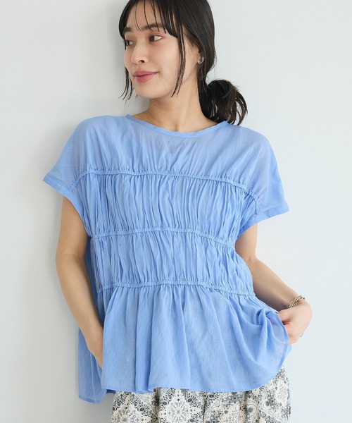 CRAFT STANDARD BOUTIQUE（クラフトスタンダードブティック）の「ヴィンテージボイルギャザーブラウス ◆（シャツ/ブラウス・レディース・ブラック/サックスブルー/レッド/ライトベージュ/ライトピンク・FREE）」の6枚目の写真