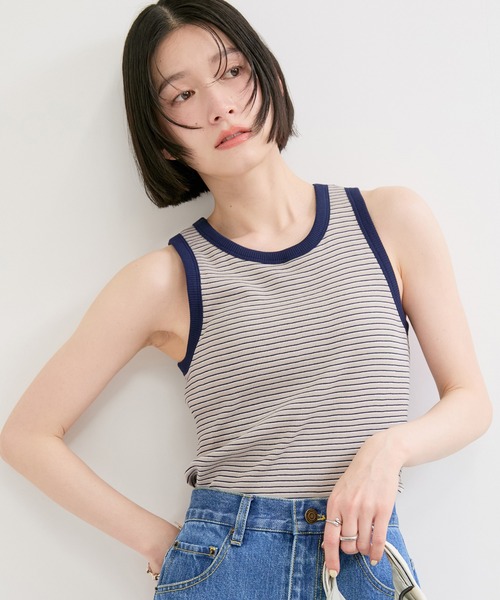 Healthknit(ヘルスニット)の「【Healthknit/ヘルスニット】Tubular Rib Tanktop/カップ付き(タンクトップ・レディース・グリーン系その他/ベージュ系その他2/サックスブルー・FREE)」の2枚目の写真