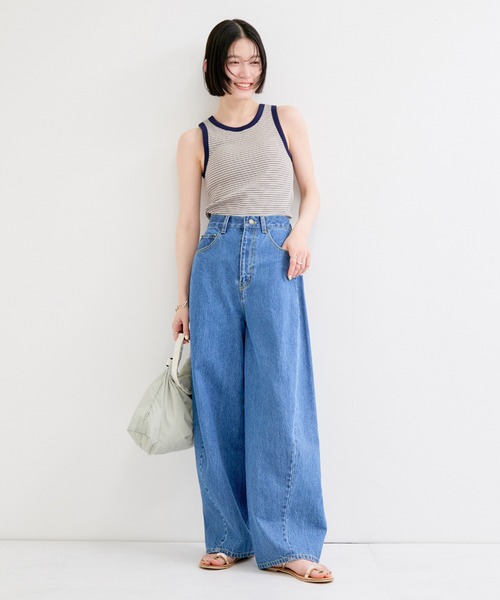 Healthknit(ヘルスニット)の「【Healthknit/ヘルスニット】Tubular Rib Tanktop/カップ付き(タンクトップ・レディース・グリーン系その他/ベージュ系その他2/サックスブルー・FREE)」の5枚目の写真
