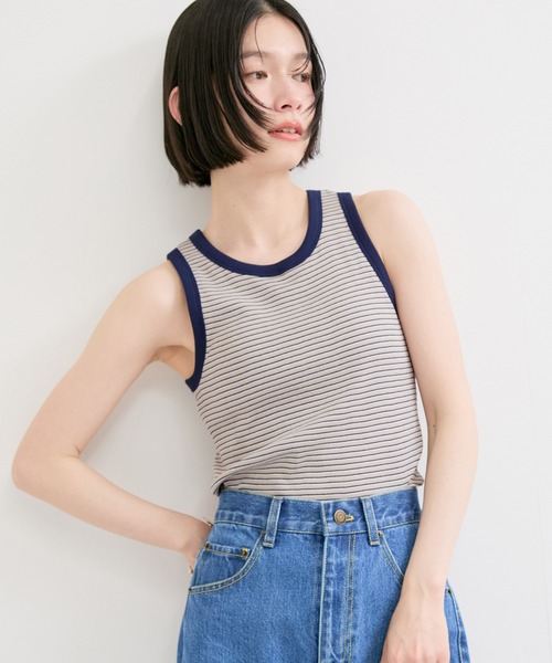 Healthknit/ヘルスニット】Tubular Rib Tanktop/カップ付き（タンク
