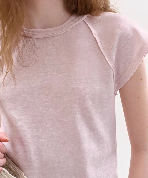 Fano Studios(ファノ ストゥディオズ)の「ラグランスリーブ ラウンドネック Tシャツ FX26S173【Fano Studios】【2026SS】(Tシャツ/カットソー・レディース・ピンク/ホワイト・FREE)」の17枚目の写真