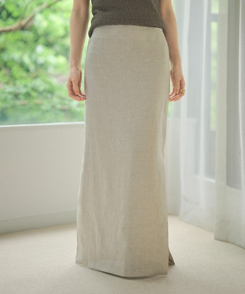 LAULEN（ローレン）の「linen deep slit long skirt /リネンディープスリットロングスカート（スカート・レディース・グレー/チャコールグレー/ベージュ・M/S）」の8枚目の写真